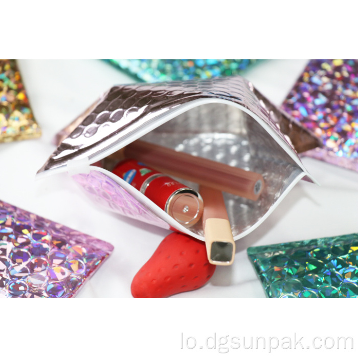 ການຂົນສົ່ງພລາສຕິກ holographic padded ຖົງ zipladed